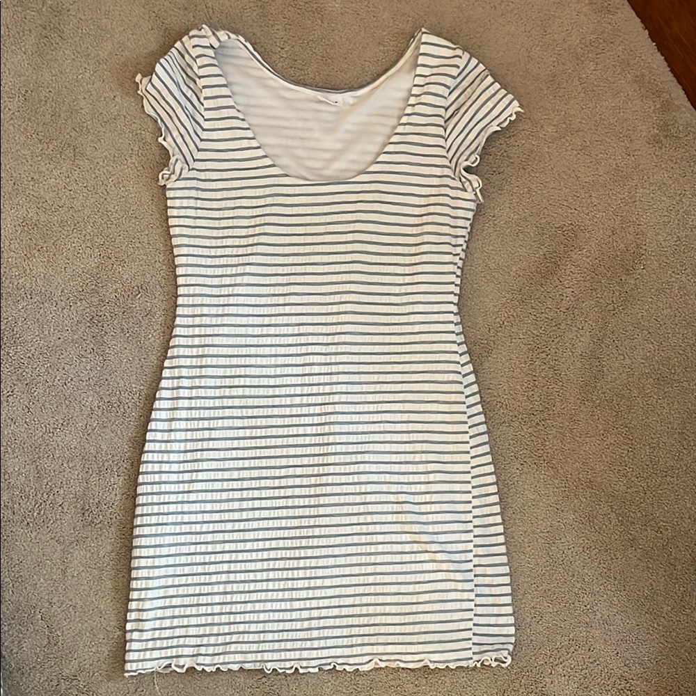 Striped White and Gray Women's Dress